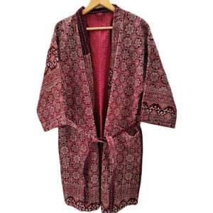 Stylish Kimono - Cotton Fabric, Long Sleeve, Maroon Color | Breathable, Washable, Ethnic Indian Pattern, Perfect For Summer Occasions