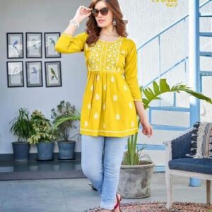Summer Special Fancy Short Tops - Heavy Rayon Slub, Sizes S36 To Xxl44, Length 34"-36" | Breathable, Cool Pass, Quick Dry, Non Toxic, Embroidered Design